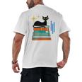 Cat And Books Retro Midcentury Mid Century Aesthetic Men's Back Print T-Shirt Cat And Books Retro Midcentury Mid Century Aesthetic Men's Back Print T-Shirt