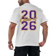Class Of 2026 Graduation Varsity Purple And Yellow Letters Men's Back Print T-Shirt