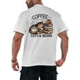 Cute Coffee Cats Books Lover Idea Women Men Kids Men's Back Print T-Shirt Cute Coffee Cats Books Lover Idea Women Men Kids Men's Back Print T-Shirt