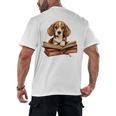Cute Dog Beagle Reading Book Men's Back Print T-Shirt