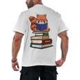 Cute Kawaii Kids Reading Books Glasses Red Panda Lover Men's Back Print T-Shirt