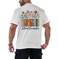 Cute Wildflower Book School Counseling Life School Counselor Men's Back Print T-Shirt
