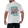 Easily Distracted By Dragons And Books Bookworm Men's Back Print T-Shirt Easily Distracted By Dragons And Books Bookworm Men's Back Print T-Shirt
