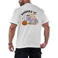 Ghost Reading Halloween Women Teacher Book Lover Men's Back Print T-Shirt