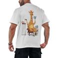 Giraffe Reading Tea Books Coffee Book Lover Graphic Men's Back Print T-Shirt Giraffe Reading Tea Books Coffee Book Lover Graphic Men's Back Print T-Shirt