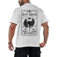Introvert Apparel Emporium Mothman Tarot Card Antisocial Butterfly Cryptozoologist -Adults Grey Men's Back Print T-Shirt