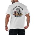 I Just Want To Read Books And Pet Cats Raglan Baseball Tee Men's Back Print T-Shirt