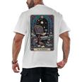 Mystical Library Book Reader The Introvert Tarot Card Men's Back Print T-Shirt Mystical Library Book Reader The Introvert Tarot Card Men's Back Print T-Shirt
