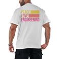 Peace Love Engineering Engineer School Graduation Retro Men's Back Print T-Shirt