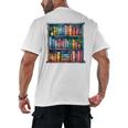 Reading And Bookcase Magic Book Premium Men's Back Print T-Shirt Reading And Bookcase Magic Book Premium Men's Back Print T-Shirt