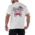 Senior Class Of 2027 Coquette Pink Bow Graduation 2027 Girls Men's Back Print T-Shirt