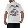 Socializing Was a Mistake Prairie Dog Introverts Humor Men's Back Print T-Shirt Socializing Was a Mistake Prairie Dog Introverts Humor Men's Back Print T-Shirt