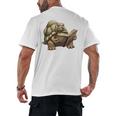 Sulcata Tortoise Reading A Book Men's Back Print T-Shirt