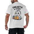 Unearth a Story Cute Dinosaur Summer Reading 2026 Dino Book Men's Back Print T-Shirt