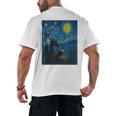 Van Gogh Starry Night Fantasy Reader Dragon Reading Book Men's Back Print T-Shirt Van Gogh Starry Night Fantasy Reader Dragon Reading Book Men's Back Print T-Shirt