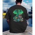 Book Dragon Reading Fantasy Men's Back Print T-Shirt