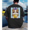 Bulldog Anime Pup Graduation Men's Back Print T-Shirt