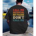 Call Me Antisocial But Please Don't Call Me Introvert Men's Back Print T-Shirt