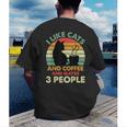 Cats Coffee & 3 People Tee Cute Font Introvert Humor Men's Back Print T-Shirt Cats Coffee & 3 People Tee Cute Font Introvert Humor Men's Back Print T-Shirt