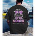 Class Of 2027 Senior Coquette Bow Messy Hair 26 Graduation Men's Back Print T-Shirt