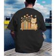 Cute Kawaii Cat Books Flowers Men's Back Print T-Shirt