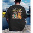Easily Distracted By Cats And Books Book & Cat Lover Men's Back Print T-Shirt Easily Distracted By Cats And Books Book & Cat Lover Men's Back Print T-Shirt
