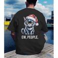 Ew People Christmas Cat Santa Hat Dad Introvert Men's Back Print T-Shirt Ew People Christmas Cat Santa Hat Dad Introvert Men's Back Print T-Shirt