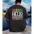 Hello Kindergarten First Day Back To School Graduation Men's Back Print T-Shirt