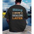 Hiking Now Minimal Socializing Introvert Vintage Men's Back Print T-Shirt