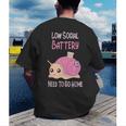 Low Social Battery Cute Snail With House Introvert Cozy Home Men's Back Print T-Shirt Low Social Battery Cute Snail With House Introvert Cozy Home Men's Back Print T-Shirt