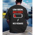 Low Social Battery Need Recharge Introvert Self-Care Men's Back Print T-Shirt Low Social Battery Need Recharge Introvert Self-Care Men's Back Print T-Shirt