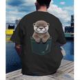 Pocket Otter Lover Introvert Cute Animal Fun Surprise Men's Back Print T-Shirt Pocket Otter Lover Introvert Cute Animal Fun Surprise Men's Back Print T-Shirt