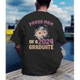 Proud Mom Of a 2024 Graduate Floral Flower Family Graduation Men's Back Print T-Shirt