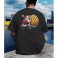 Santa Holding Cookie Xmas Baker Introvert Christmas Men's Back Print T-Shirt Santa Holding Cookie Xmas Baker Introvert Christmas Men's Back Print T-Shirt
