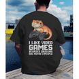 I Like Video Games Bearded Dragon Gamer Introvert Mood Men's Back Print T-Shirt I Like Video Games Bearded Dragon Gamer Introvert Mood Men's Back Print T-Shirt