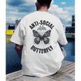 Anti-Social Butterfly Awkward Introvert Homebody Humor Men's Back Print T-Shirt