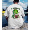 Book Lover Reading Dinosaur Readosaurus Library Men's Back Print T-Shirt