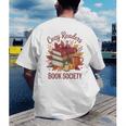 Cozy Readers Book Society Fall Autumn Floral Pumpkin Season Men's Back Print T-Shirt