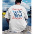 Girl Reading Book Summer Beach Vacation For Book Lover Men's Back Print T-Shirt