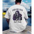 Good Girls Read Bad Books Sarcastic Skeleton Goth Skull Men's Back Print T-Shirt