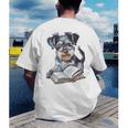 Nerdy Schnauzer Dog Book Lover Glasses Cute Pet For Men Women Kids Men's Back Print T-Shirt