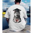 Siberian Husky Dog Graduation Cap Training School Graduate Men Women Kids Men's Back Print T-Shirt
