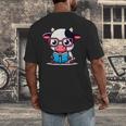 Adorable Book Lover Cow With Reading Glasses Cute Men's Back Print T-Shirt