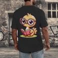 Adorable Book Lover Ostrich With Reading Glasses Cute Men's Back Print T-Shirt
