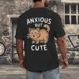Anxious But Cute Anxiety Meme Cat Lover Introvert For Men Women Men's Back Print T-Shirt Anxious But Cute Anxiety Meme Cat Lover Introvert For Men Women Men's Back Print T-Shirt