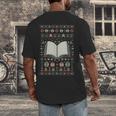 Book Reading Ugly Christmas Men's Back Print T-Shirt