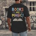 Books Are Magic Whimsical Retro Bookworm Men's Back Print T-Shirt