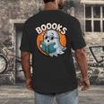 BOOOKS Cute Ghost Reading Books Halloween Men's Back Print T-Shirt
