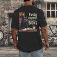 Cats And Books Book & Cat Lover Easily Distracted By Men's Back Print T-Shirt Cats And Books Book & Cat Lover Easily Distracted By Men's Back Print T-Shirt