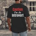 Caution I'm An Introvert Sarcastic Geek Video Gamer Jokes Men's Back Print T-Shirt